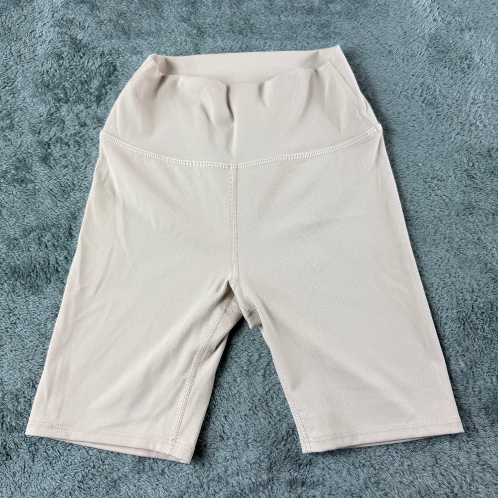 Joah Brown High Waisted Biker Shorts Beige S/M Neutral Activewear RN 143656